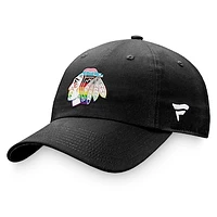 Men's Fanatics Black Chicago Blackhawks Team Logo Pride Adjustable Hat