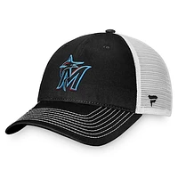 Men's Fanatics Black/White Miami Marlins Team Core Unstructured Trucker Adjustable Hat