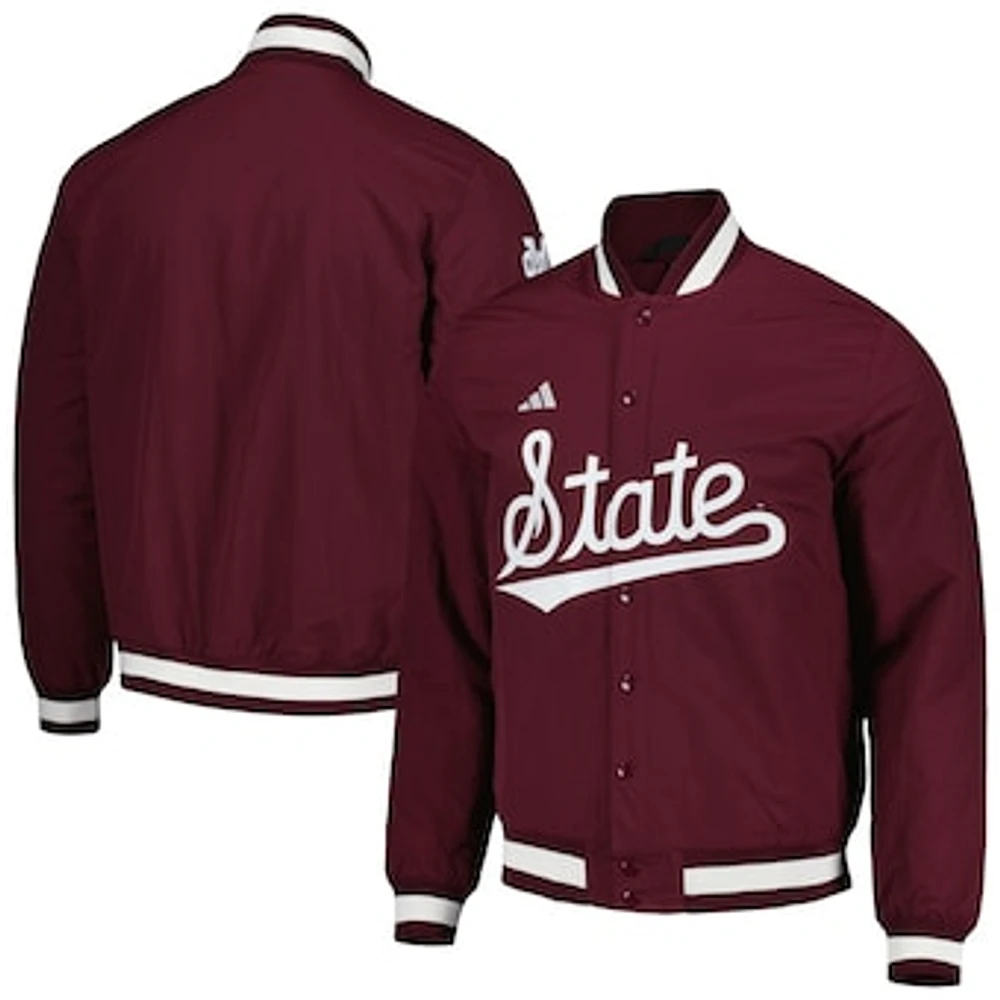 Men's adidas Maroon Mississippi State Bulldogs Baseball Coaches Full-Snap Jacket