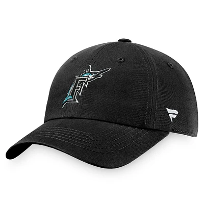 Men's Fanatics Black Florida Marlins Cooperstown Collection Core Adjustable Hat