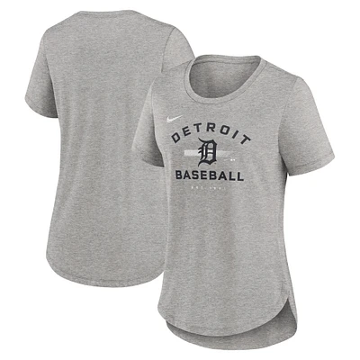 Women's Nike Heather Gray Detroit Tigers Hot Prospect Tri-Blend T-Shirt