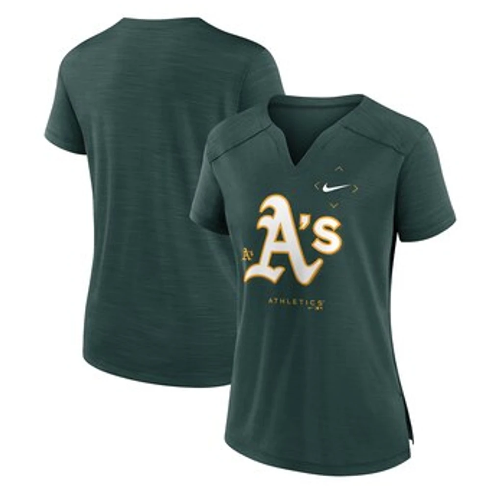 Women's Nike Green Athletics Pure Pride Boxy Performance Notch Neck T-Shirt