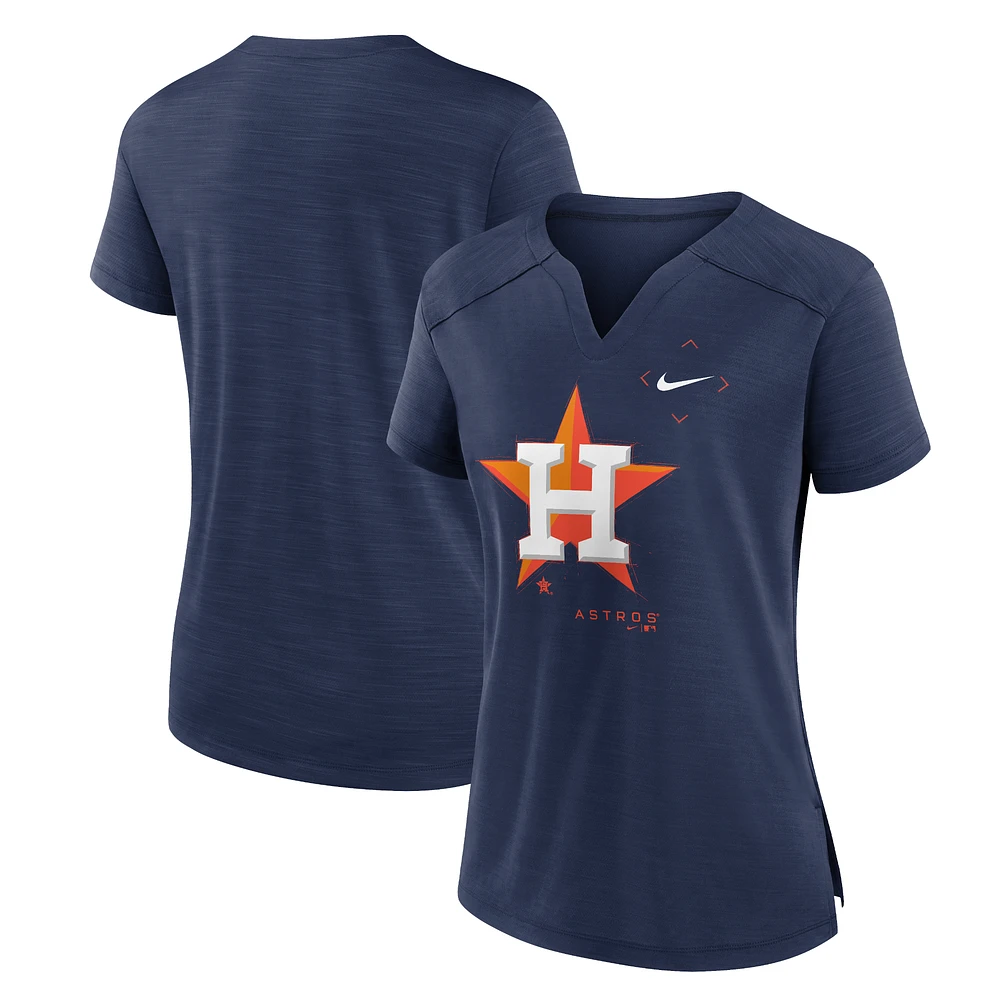 Women's Nike Navy Houston Astros Pure Pride Boxy Performance Notch Neck T-Shirt