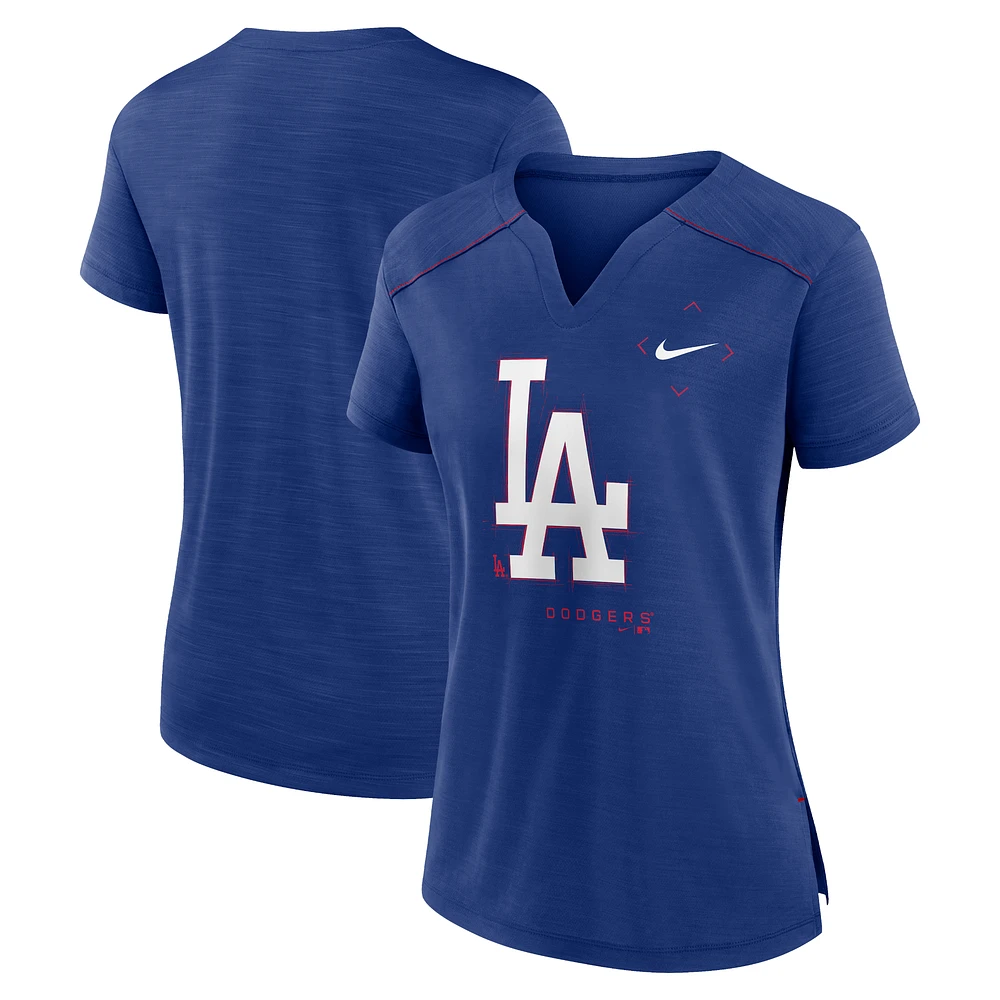 Women's Nike Royal Los Angeles Dodgers Pure Pride Boxy Performance Notch Neck T-Shirt