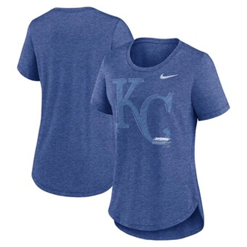 Women's Nike  Heather Royal Kansas City Royals Touch Tri-Blend T-Shirt