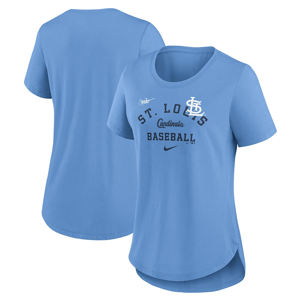 Women's Nike Light Blue St. Louis Cardinals Rewind Arch Mix Tri-Blend T-Shirt