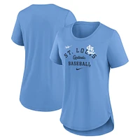 Women's Nike Light Blue St. Louis Cardinals Rewind Arch Mix Tri-Blend T-Shirt