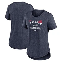 Women's Nike Heather Navy Chicago White Sox Rewind Arch Mix Tri-Blend T-Shirt