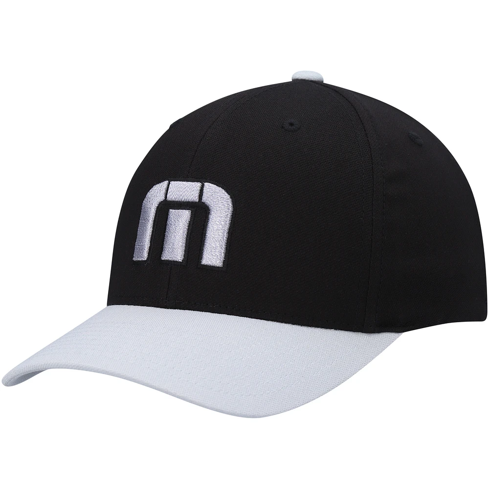 Men's TravisMathew Black/Gray Skipper Tri-Blend Snapback Hat