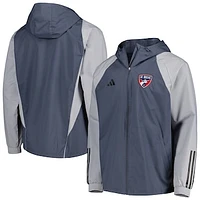 Men's adidas Charcoal FC Dallas All-Weather Raglan Hoodie Full-Zip Jacket