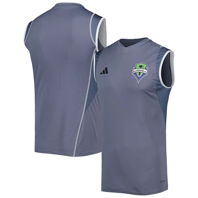 Men's adidas Gray Seattle Sounders FC 2023 On-Field Sleeveless Training Jersey