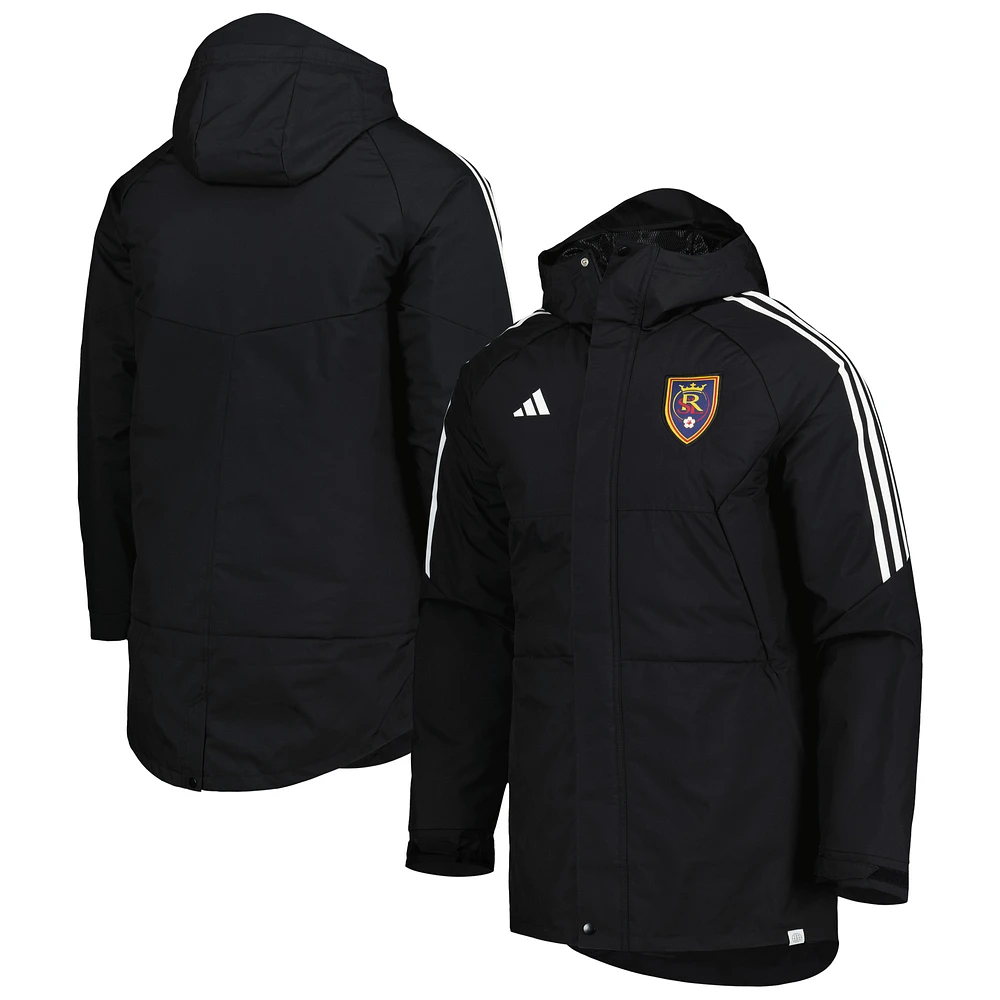 Men's adidas Black Real Salt Lake Stadium Parka Raglan Full-Zip Hoodie Jacket