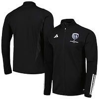 Men's adidas Black Sporting Kansas City 2023 On-Field AEROREADY Full-Zip Training Top