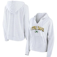 Women's Fanatics  White Notre Dame Fighting Irish Striped Notch Neck Pullover Hoodie