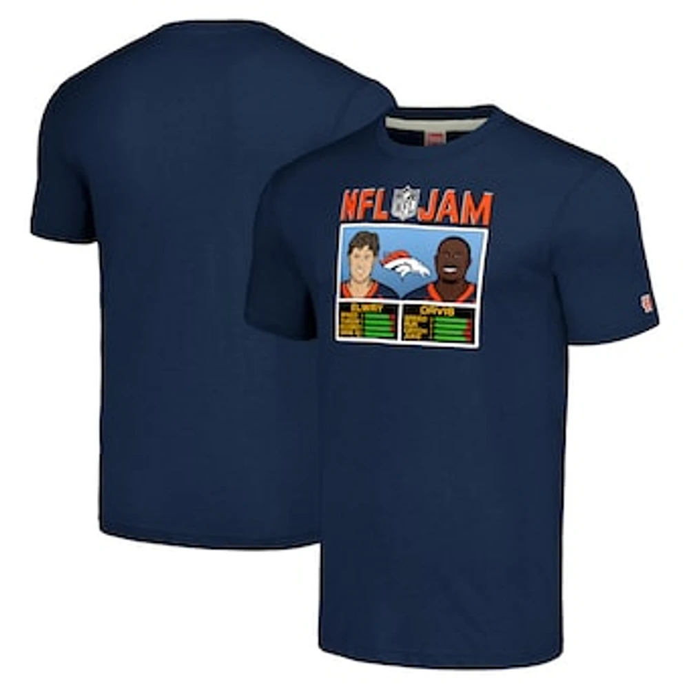 Men's Homage John Elway & Terrell Davis Navy Denver Broncos NFL Jam Retired Tri-Blend T-Shirt