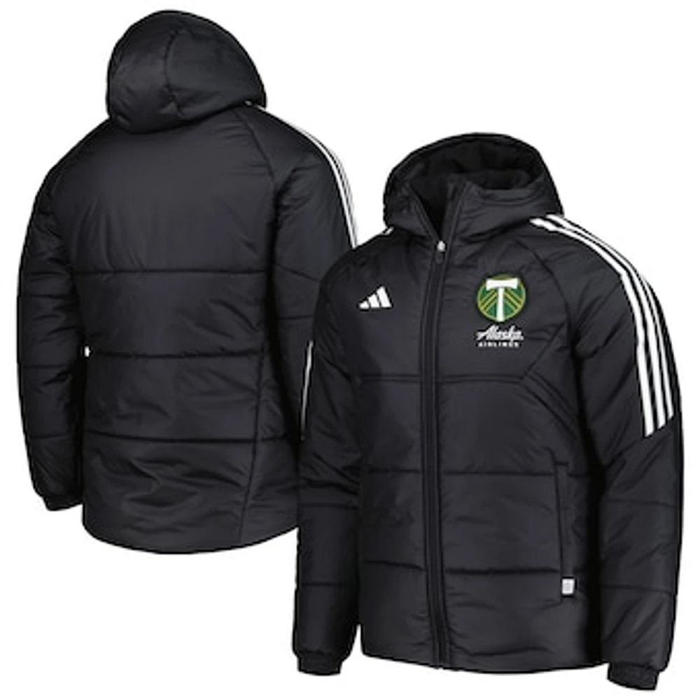 Men's adidas Black Portland Timbers Winter Raglan Full-Zip Hoodie Jacket