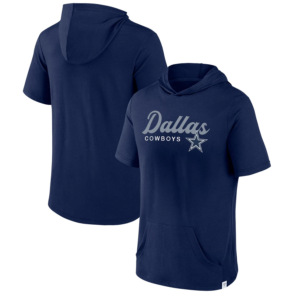 Men's Fanatics Navy Dallas Cowboys Offensive Strategy Short Sleeve Pullover Hoodie