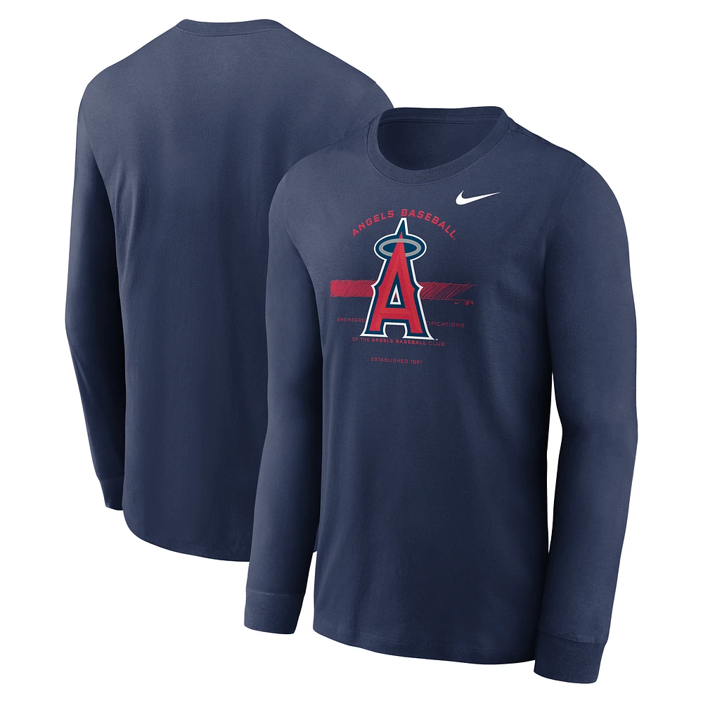 Men's Nike Navy Los Angeles Angels Over Arch Performance Long Sleeve T-Shirt