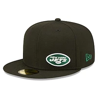 Men's New Era Black York Jets  Flawless 59FIFTY Fitted Hat