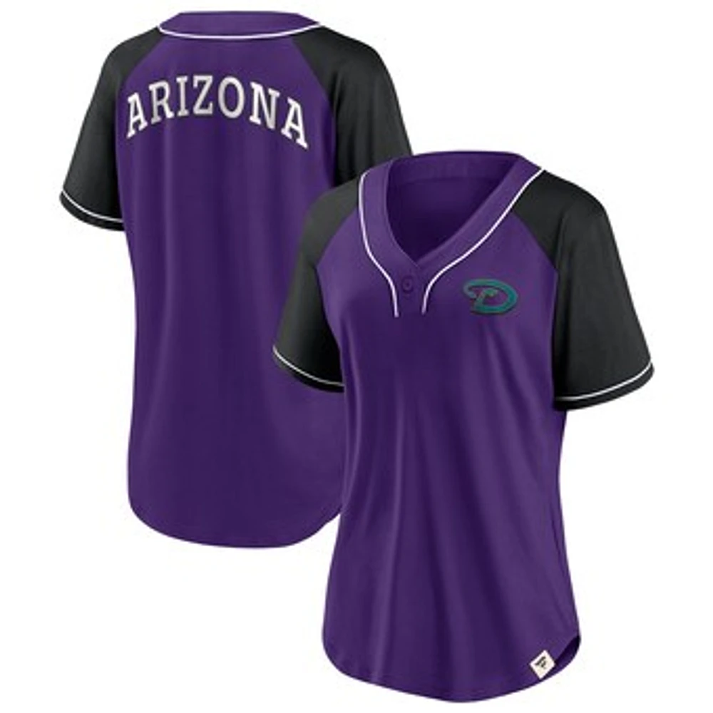 Women's Fanatics Purple Arizona Diamondbacks Bunt Raglan V-Neck T-Shirt