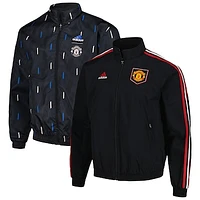 Men's adidas Black Manchester United 2022/23 On-Field Team Logo Anthem Reversible Full-Zip Jacket