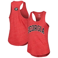 Women's League Collegiate Wear Heather Red Georgia Bulldogs Two-Hit Intramural Tri-Blend Scoop Neck Racerback Tank Top