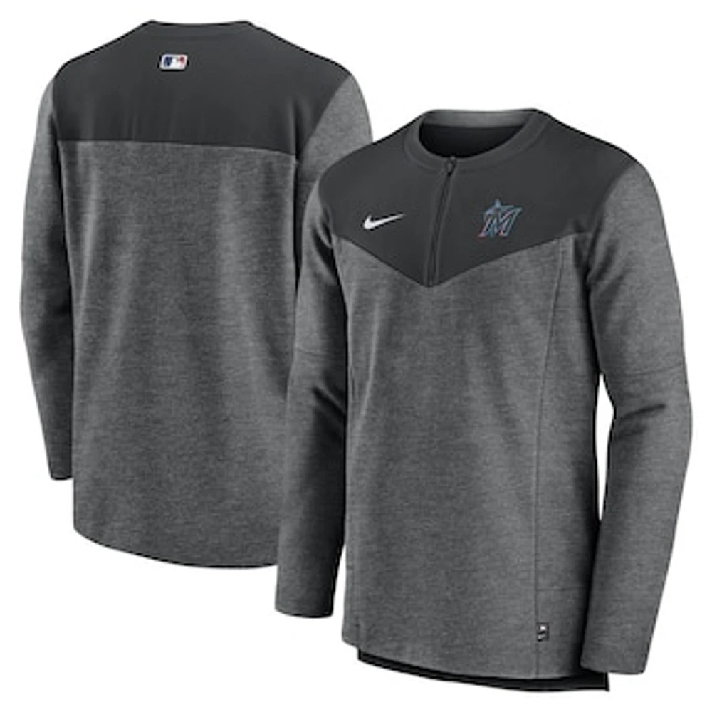 Men's Nike Black Miami Marlins Authentic Collection Game Time Performance Half-Zip Top