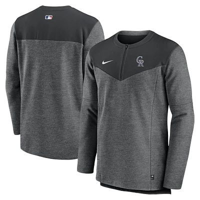 Men's Nike Black Colorado Rockies Authentic Collection Game Time Performance Half-Zip Top