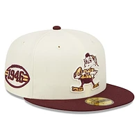 Men's New Era Cream/Maroon Cleveland Browns Gridiron Classics 1946 59FIFTY Fitted Hat