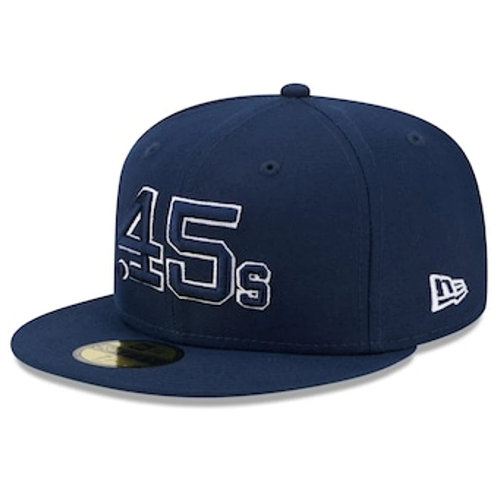 Men's New Era Navy Houston Colt .45's Cooperstown Collection Oceanside Green Undervisor 59FIFTY Fitted Hat