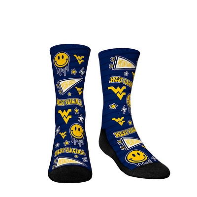 Youth Rock Em Socks West Virginia Mountaineers Smiley Stickers Crew Socks