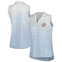 Women's Puma Light Blue Arnold Palmer MATTR Stripe Sleeveless V-Neck Polo