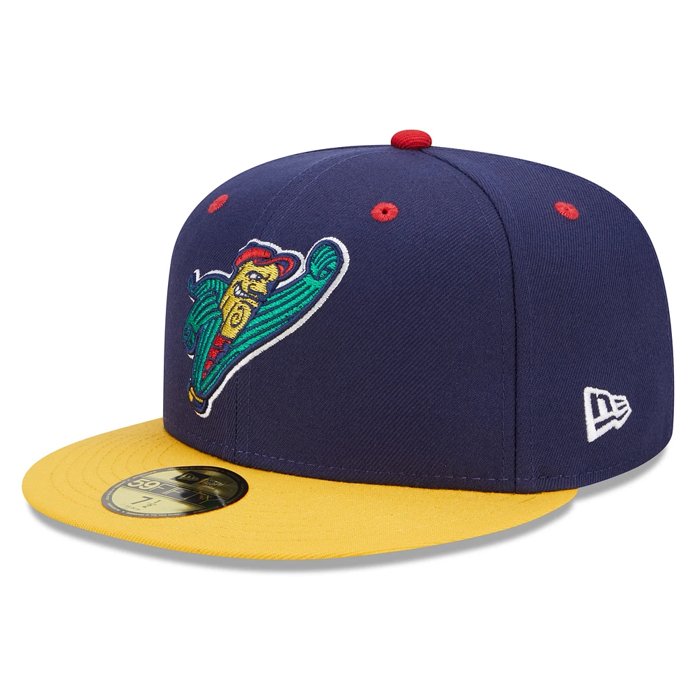 Men's New Era Navy/Yellow Cedar Rapids Kernels Marvel x Minor League 59FIFTY Fitted Hat