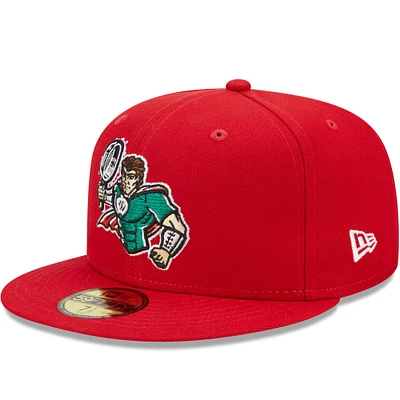 Men's New Era Red Fort Wayne TinCaps Marvel x Minor League 59FIFTY Fitted Hat