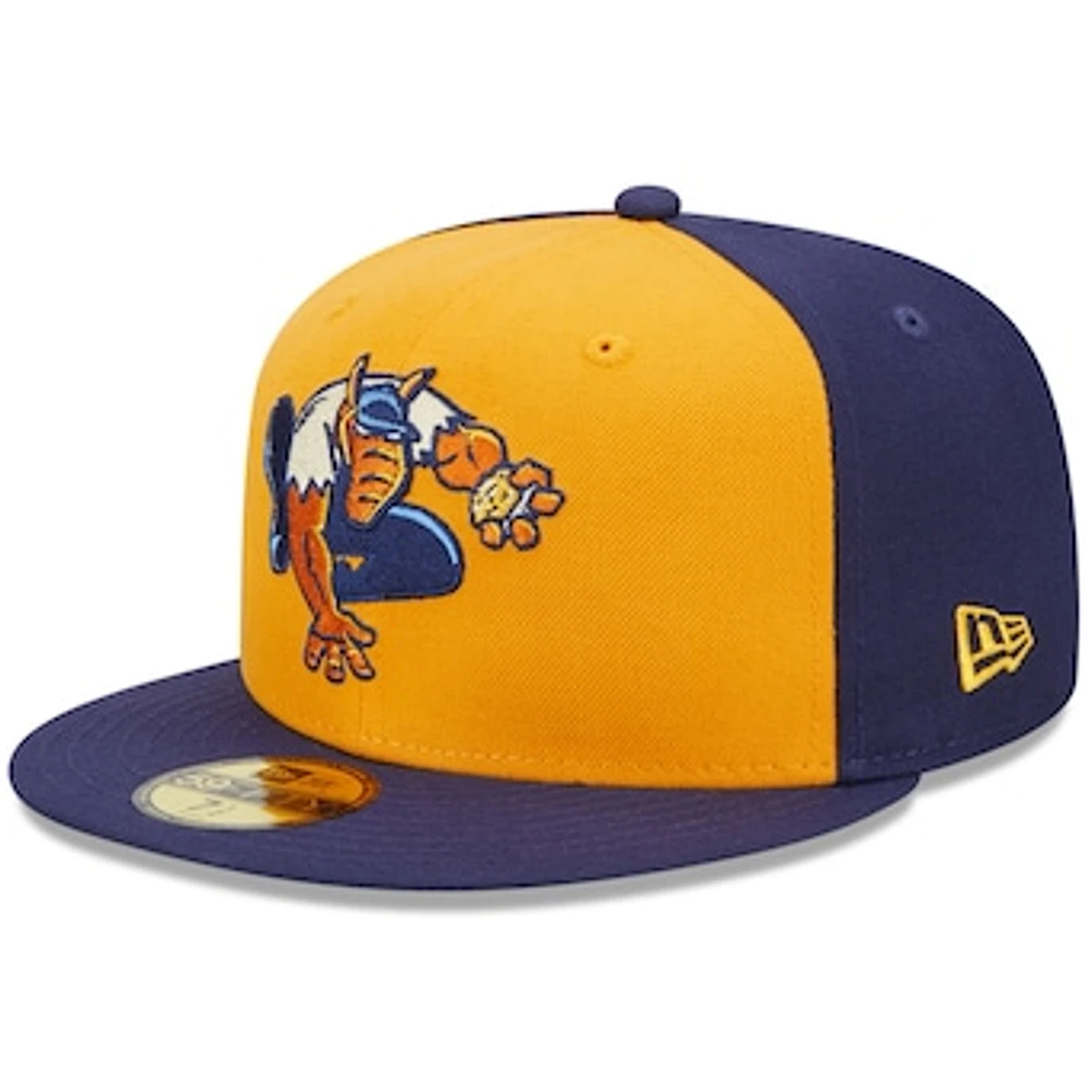 Men's New Era Gold/Navy Montgomery Biscuits Marvel x Minor League 59FIFTY Fitted Hat