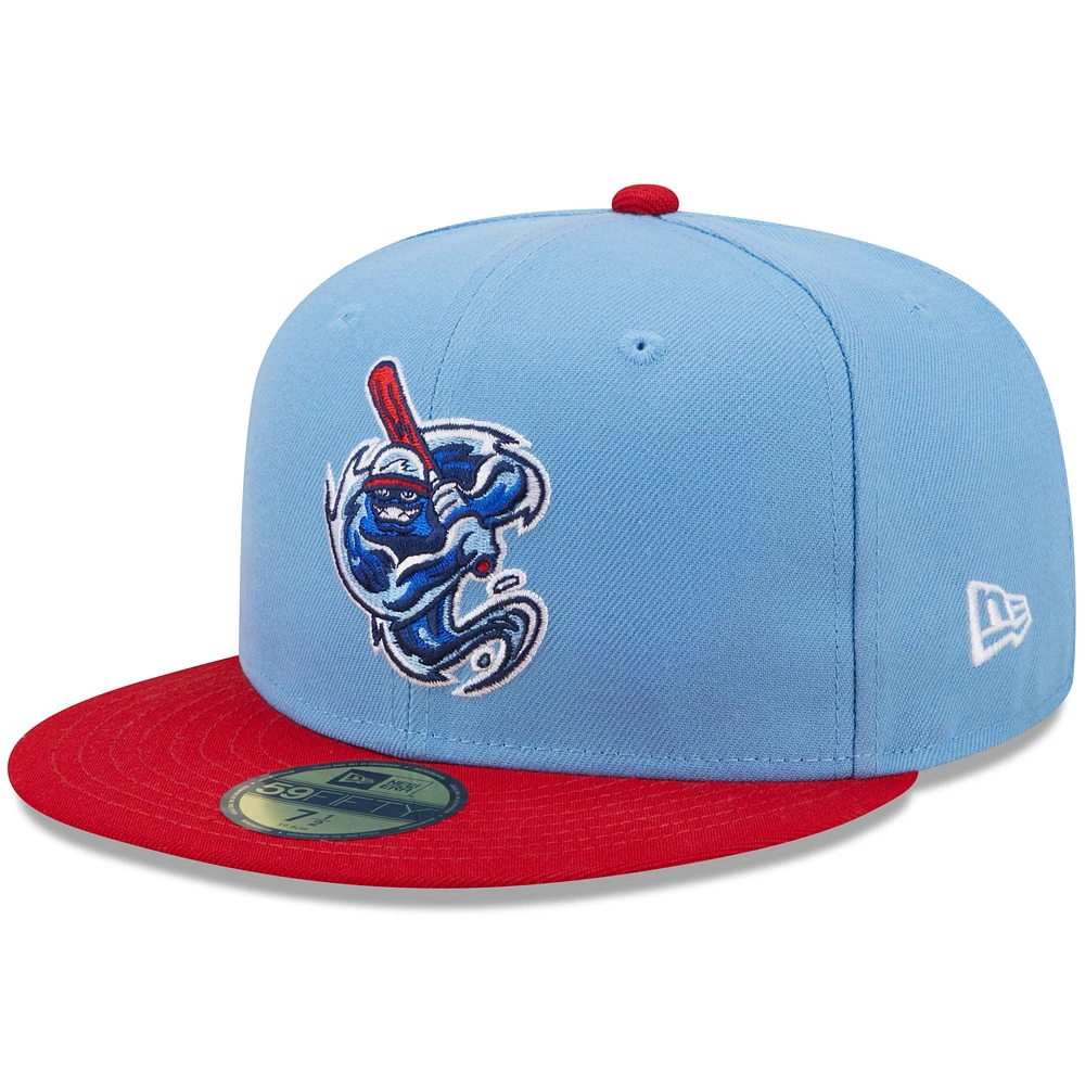 Men's New Era Light Blue/Red West Michigan Whitecaps Marvel x Minor League 59FIFTY Fitted Hat