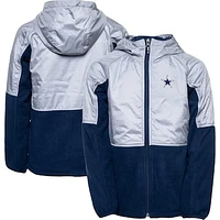 Youth Columbia Navy/Gray Dallas Cowboys Flanker Overlay Raglan Full-Zip Hoodie