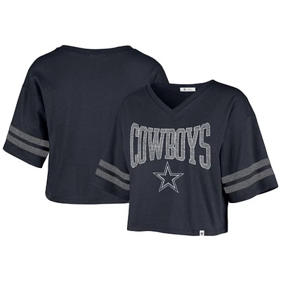 Women's '47 Navy Dallas Cowboys Fanfare Sport V-Neck Crop Top