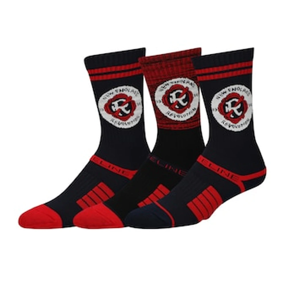 Men's Strideline New England Revolution Premium 3-Pack Knit Crew Socks Set