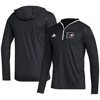 Men's adidas Black Philadelphia Flyers Team Long Sleeve Quarter-Zip Hoodie T-Shirt