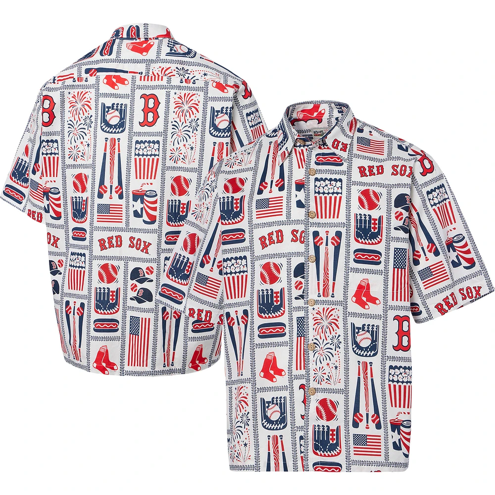 Men's Reyn Spooner White Boston Red Sox Americana Button-Up Shirt