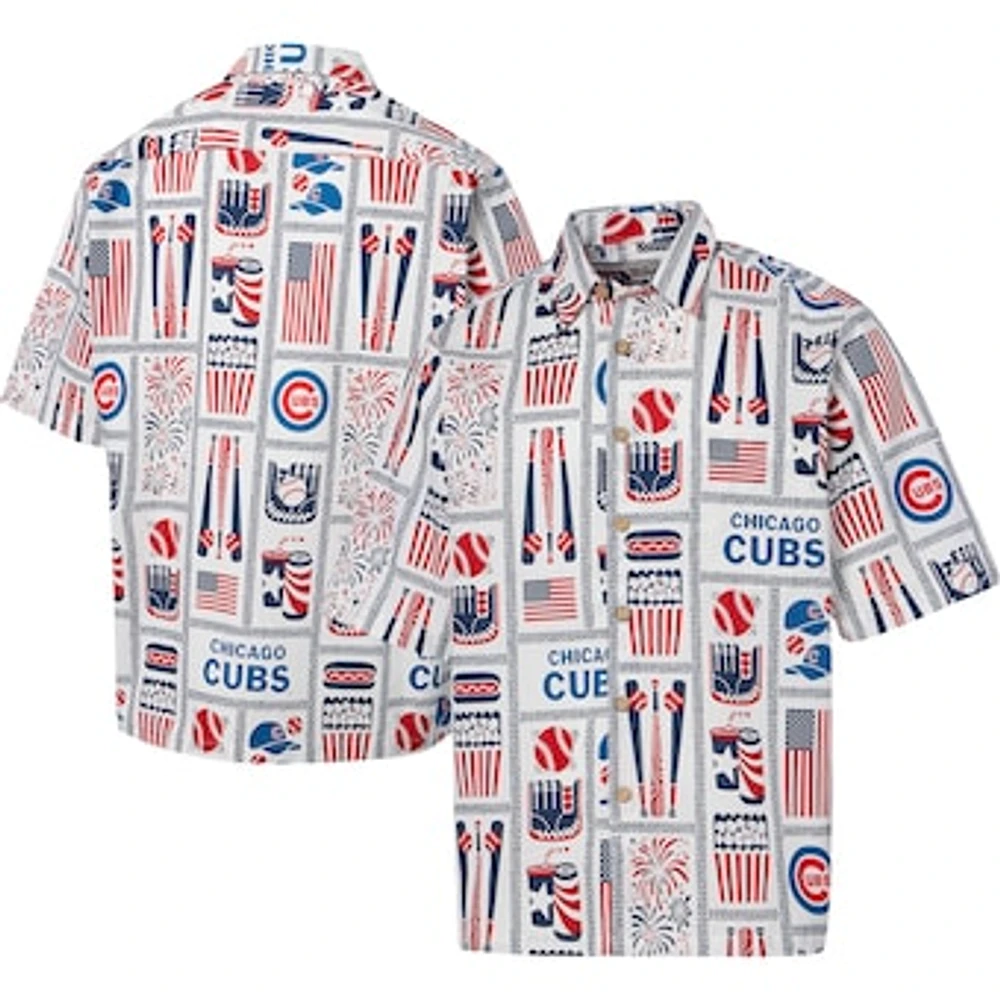 Men's Reyn Spooner White Chicago Cubs Americana Button-Up Shirt