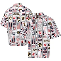 Men's Reyn Spooner White Milwaukee Brewers Americana Button-Up Shirt