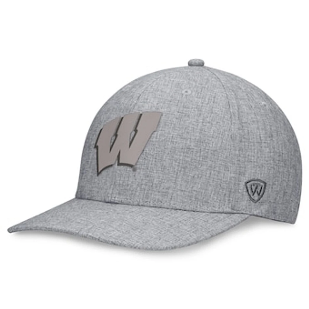 Men's Top of the World Gray Wisconsin Badgers Top Grit Flex Hat