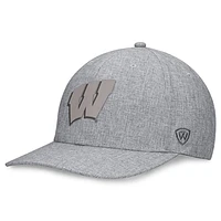 Men's Top of the World Gray Wisconsin Badgers Top Grit Flex Hat