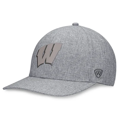 Men's Top of the World Gray Wisconsin Badgers Top Grit Flex Hat