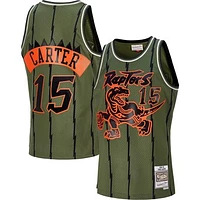 Men's Mitchell & Ness Vince Carter Olive Toronto Raptors 1998/99 Hardwood Classics Flight Edition Swingman Jersey