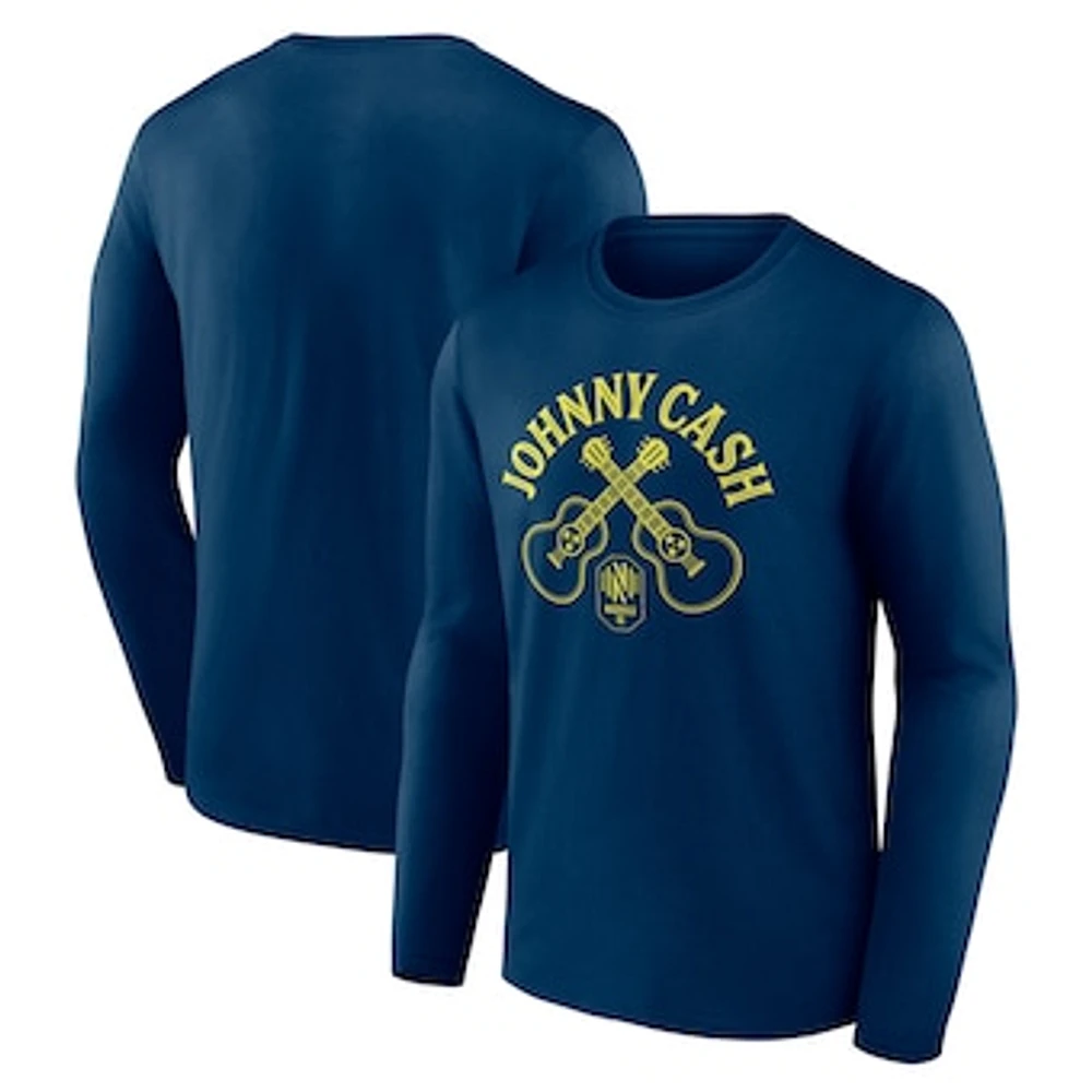 Men's Fanatics  Navy Nashville SC x Johnny Cash Guitar Long Sleeve T-Shirt