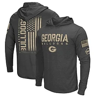 Men's Colosseum Heather Black Georgia Bulldogs Team OHT Military Appreciation Long Sleeve Hoodie T-Shirt