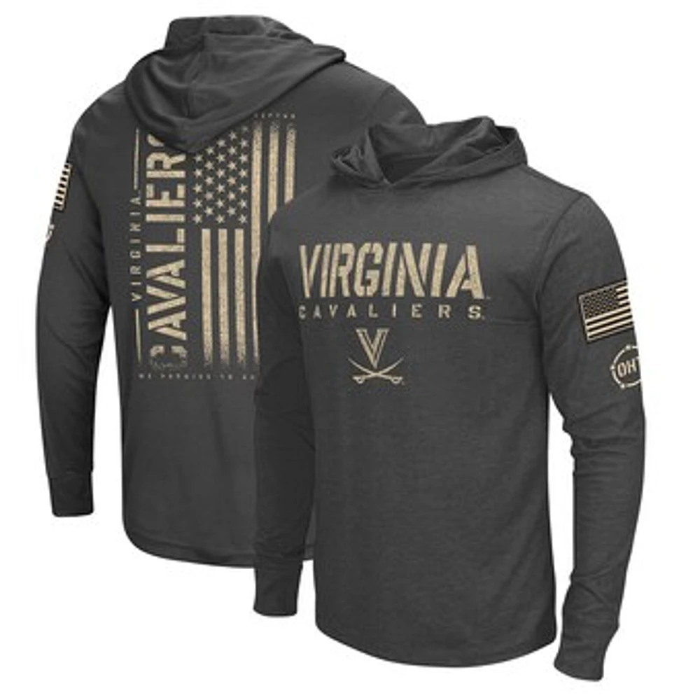 Men's Colosseum Heather Black Virginia Cavaliers Team OHT Military Appreciation Long Sleeve Hoodie T-Shirt